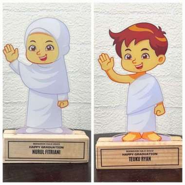 Piala Wisuda Plakat Manasik Haji Kelulusan Sekolah Kuliah Vandel Hijab Plakat+Kayu