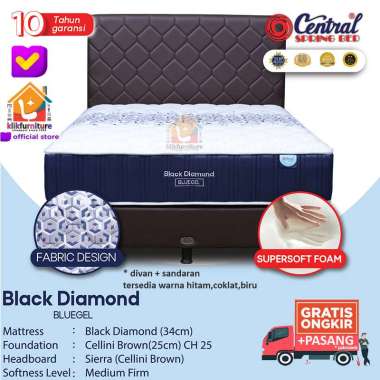 (1 Set) Springbed Central Black Diamond 3 Zone Pocket Hb SIERRA Set 160x200cm
