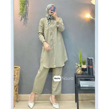 Bunga Set One Set Wanita Long Tunik Ceruty Babydoll Setelan Wanita Kekinian Lengan Panjang Set Tunik