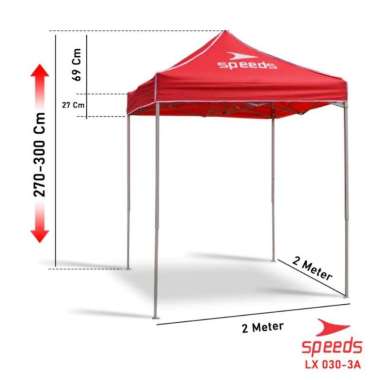 Speeds Tenda Stand Bazar Pameran 2x2m Tenda Lipat Jualan Gazebo Origin Merah