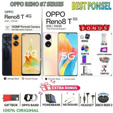 OPPO RENO 8T 4G RAM 8/256 GB RENO8 T | RENO8 T 5G 8/256 GB | 8/128GB GARANSI RESMI OPPO INDONESIA 8T 5G 8/128 Gold No bonus