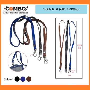 Tali ID Card Kulit / Tali Kulit Name Tag / Tali Name Badge Kulit 2280 Biru