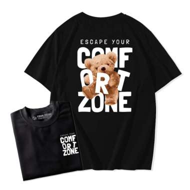 ZS KAOS WANITA OVERSIZE DISTRO KATUN COMBED 30s ESCAPE YOUR COMFORT ZONE T-SHIRT STREETWEAR Hitam XL