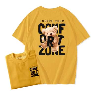 ZS KAOS WANITA OVERSIZE DISTRO KATUN COMBED 30s ESCAPE YOUR COMFORT ZONE T-SHIRT STREETWEAR Mustard