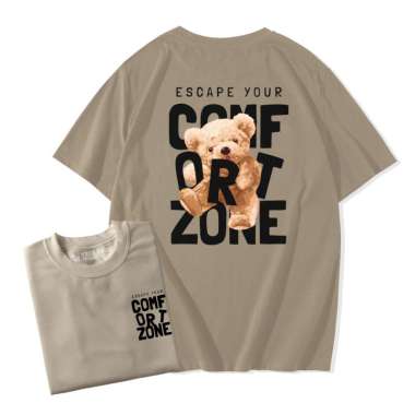 ZS KAOS WANITA OVERSIZE DISTRO KATUN COMBED 30s ESCAPE YOUR COMFORT ZONE T-SHIRT STREETWEAR Cream XL