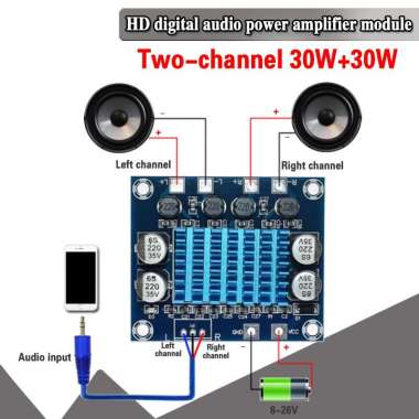 Modul Power Stereo BTL 30w 8~26vdc 3amp TPA3110 XH-A232