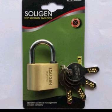 Soligen gembok per kuningan asli 40mm short neck top security padlock gembok anti maling bagus