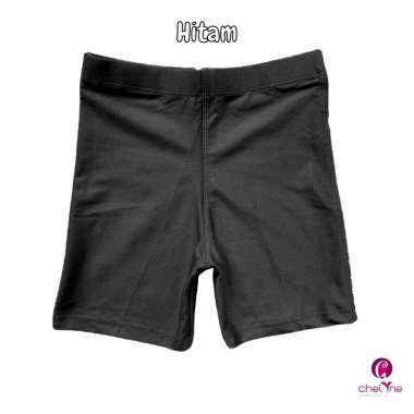 Chelyne Short Pants Kilap Rafel L-XL Celana Legging Dewasa Bahan Saten Lycra Spandex. XL Hitam