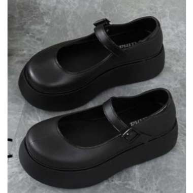 Sepatu Wedges Wanita Jelly Slip On Import Alina Hak Tinggi 2076-1 40-41 Hitam
