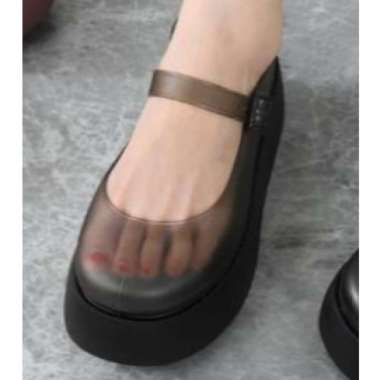 Sepatu Wedges Wanita Jelly Slip On Import Alina Hak Tinggi 2076-1 40-41 HitamTrans