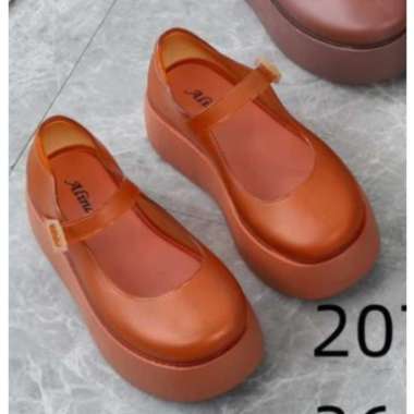 Sepatu Wedges Wanita Jelly Slip On Import Alina Hak Tinggi 2076-1 40-41 Orange