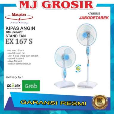 PROMO KIPAS ANGIN STAND FAN MASPION EX 167 S STAND KIPAS ANGIN BERDIRI 167S packing bubbble