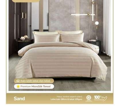 Sprei Set Mikrotensel 100x200 – Sprai Hotel Homestay Villa Salur Tinggi Bed 35 cm Sand
