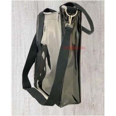 Tas Tote PVC Mika Transparan Tali Webbing katun Fashion Bisa muat Laptop 13 Inch