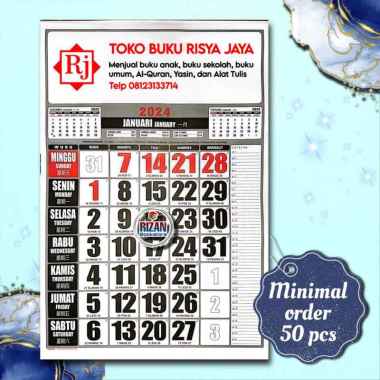 Kalender Sablon Ukuran Besar Tahun 2024 [Minimal Order 50 PCS] 2 WARNA