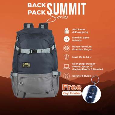 Tas Ransel Outdoor Waterproof muat laptop 14 Inch, Summit Navy Grey