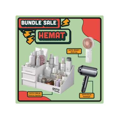 Goto Bundling Combo Hemat 3in1 Hair Dryer Pengering Rambut Rak Kosmetik Make Up Kipas Angin Mini Fan