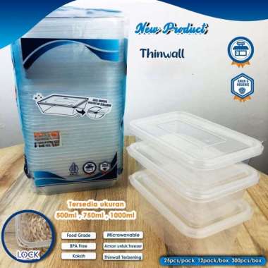 (25pcs) Thinwall Rectangle KLIR 500ML | 650ml | 750ML | 1000ml ANTI PECAH & BOCOR 650ml