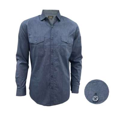 Redcliff Kemeja Pria Motif Salur Panjang Navy 6BK3585I XL
