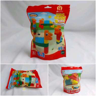 Mainan Edukasi Balok Plastik Susun Hewan Kids Block Animal Bricks 4in1 5in1 Kuda