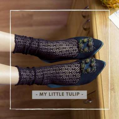 Kaos Kaki Cewek Korea Jepang Jaring Halus / KaosKaki Brokat Lace Halus Premium Navy