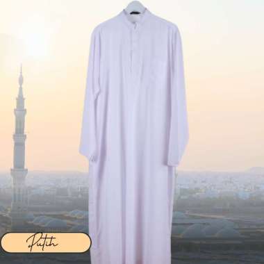 Jubah Pria Dewasa Gamis Pria Muslim Katun Silk Premium Adem Putih L