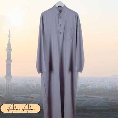 Jubah Pria Dewasa Gamis Pria Muslim Katun Silk Premium Adem Silver L