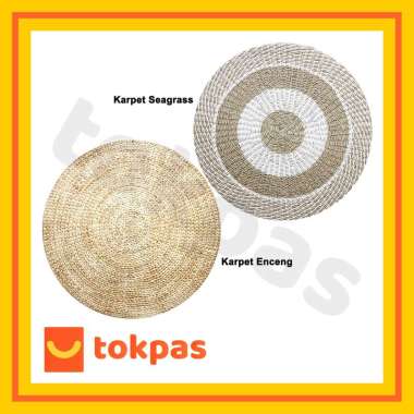 Karpet Rug Bulat Anyaman Enceng Gondok / Anyaman Seagrass Pandan Laut Natural Minimalis Rug Enceng 1