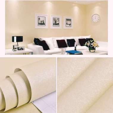 WALLPAPER STIKER DINDING CREEM POLOS UK,,45CM×10METER