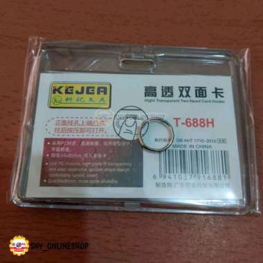 Casing ID Card / ID Card Holder Horizontal Acrylic Transparant KEJEA Horizontal + Ring