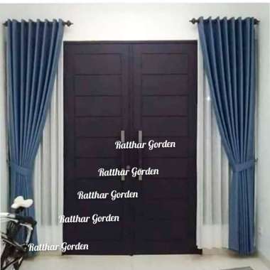 satu set hordeng jendela poni renda gorden pintu kamar panjang 2 meter satuan tinggi 200 cm abu tua