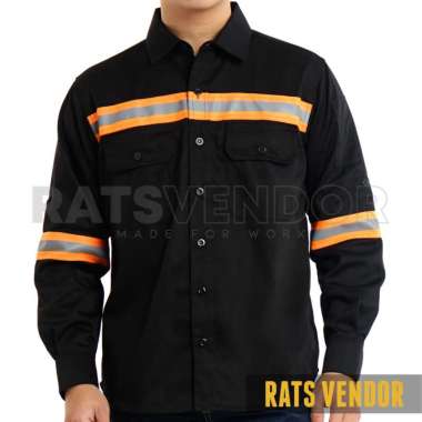 Ratsvendor Kemeja Safety K3 / Baju Proyek Kerja Tambang / Wearpack HSE Warna Hitam S