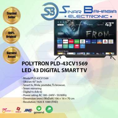 POLYTRON PLD-43CV1569 LED 43 DIGITAL SMART TV (NEW) (KHUSUS BANDUNG)