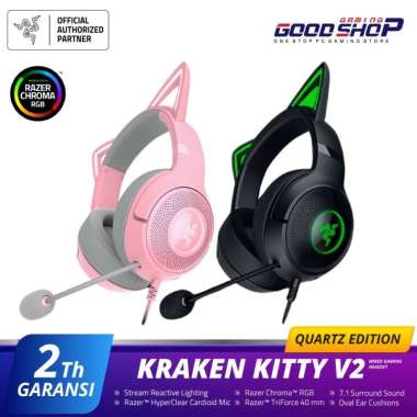 Razer Kraken Kitty V2 Wired RGB Kitty Ears Gaming Headset Quartz