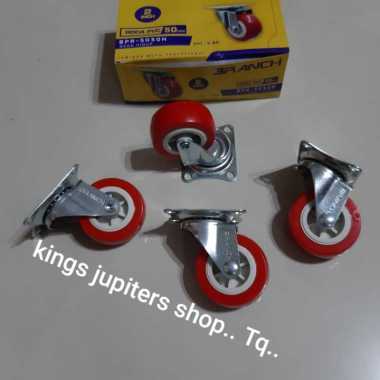 2in Roda PVC mati hidup rem BRANCH troli lemari caster etalase kastor MATI 1 SET 4PC