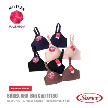 Sorex 11180 Bra BH Busa Sedang Big Cup C | Tanpa Kawat | Kait 3 Kopi 36