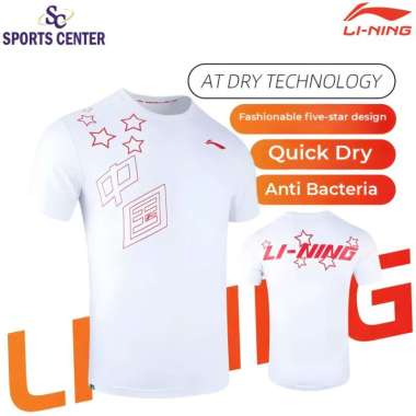 New Kaos / Jersey Badminton Lining AT DRY Print Logo AHST363 White XXL