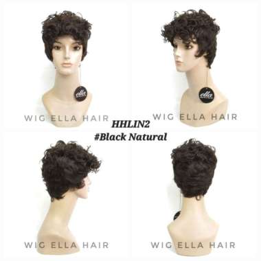 Wig Rambut Asli atau Human Hair Wig ella HHLIN2 Black Natural