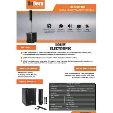 Speaker Aktif Column AUBERN LK-600 PRO 12 Inch + 2 Mic Wireless ORIGINAL