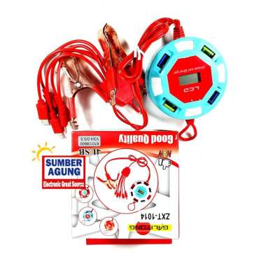 ZXT1014 Cas HP dari Aki 12V 24V 2100mAh 4 Lubang USB 5 Colokan Kabel Layar LED