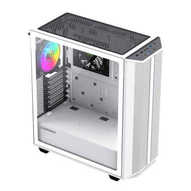 Gamemax Precision Black White | Casing PC ATX | CPU PC Case Gaming Putih