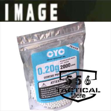 BB CYC 6mm Tracer 0.20G 2000 Shots Glow In The Dark Original - - PUTIH