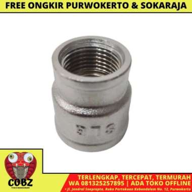 1/2IN x 3/4IN /SLG Verlop Sok Drat Dalam Faucet Socket Fitting Pipa Ss