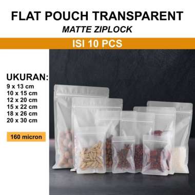 aiGooTan - (ISI 10) FLAT POUCH MATTE TRANSPARAN - Plastik Ziplock Doff Kantong Zip Lock Kemasan Stan