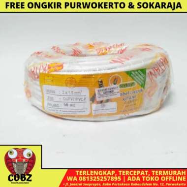 2 x 1.5 MM x 50 M / KITANI NYMHY Serabut Kabel Tembaga SNI Putih Roll