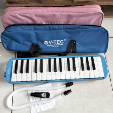 Alat Musik Tiup Pianika Vtec Set Lengkap biru