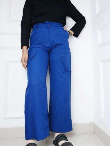 JESLA FASHION Celana Kulot Highwaist Loose Pants Harlee Long Pants Linen Polos Bawahan Celana Panjan