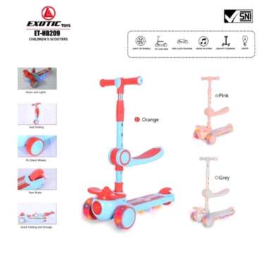 Scooter Anak Exotic ET HB 209 Skuter Duduk Dan Berdiri Roda Tiga ET HB209 pink