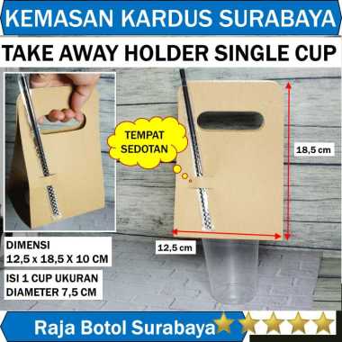 Take Away Cup Holder Single Cup 1 Gelas Laminasi Tempat Gelas Plastik