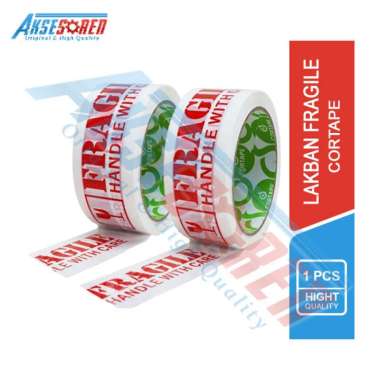 Aksesoren Lakban Fragile [Cortape 48 Mm] / Solasiban Anti Pecah / Solatip Warna Putih / Solasi / Iso